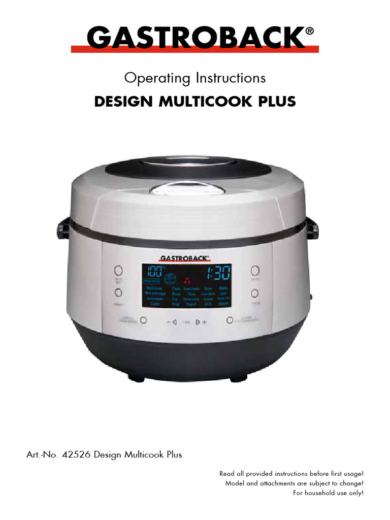 Design Multicook Plus User Guide | PDF | Mains Electricity | Kitchen Stove