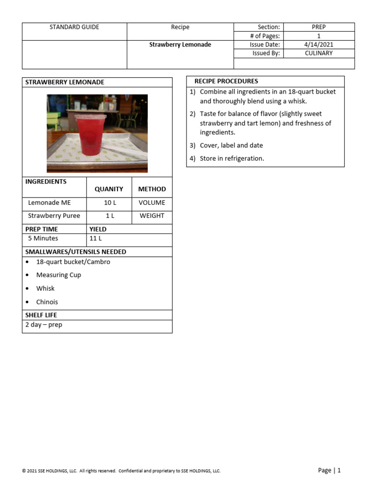 Strawberry Lemonade Recipe Guide | PDF