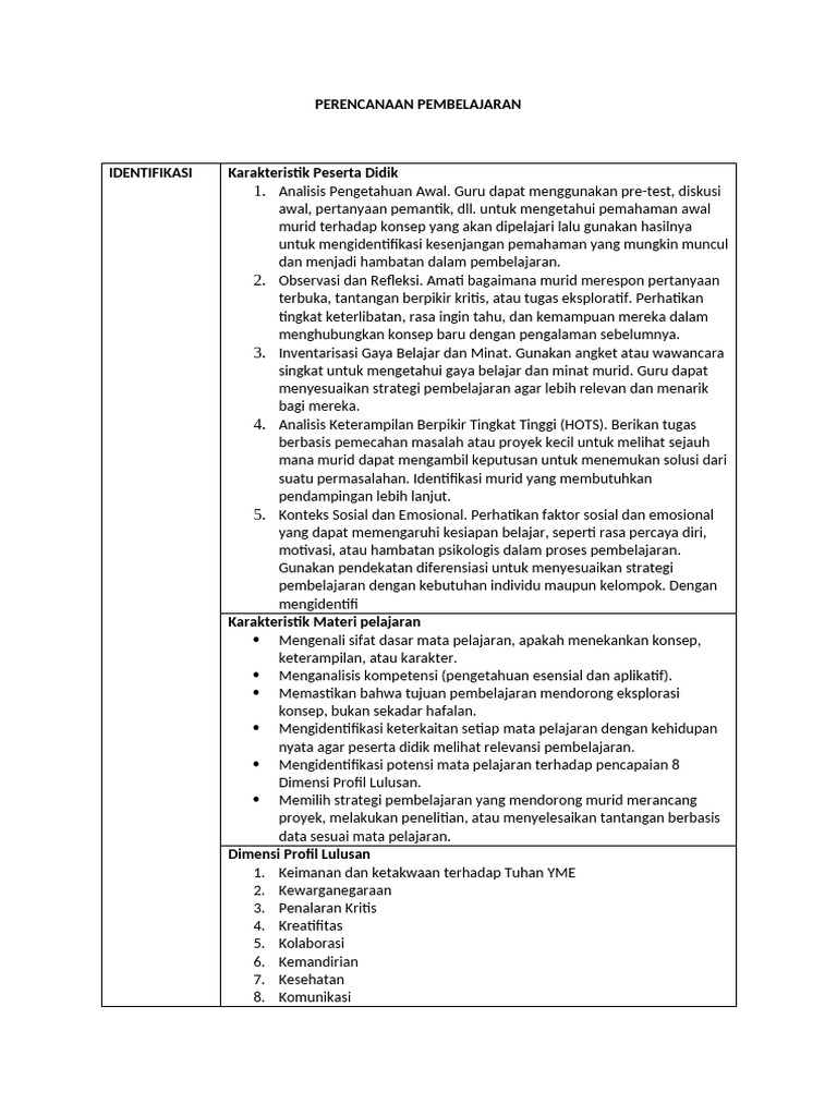 Perencanaan Pembelajaran Pdf