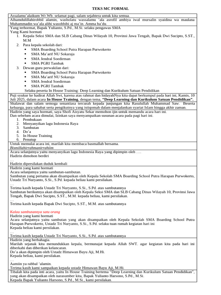 Teks MC Iht | PDF
