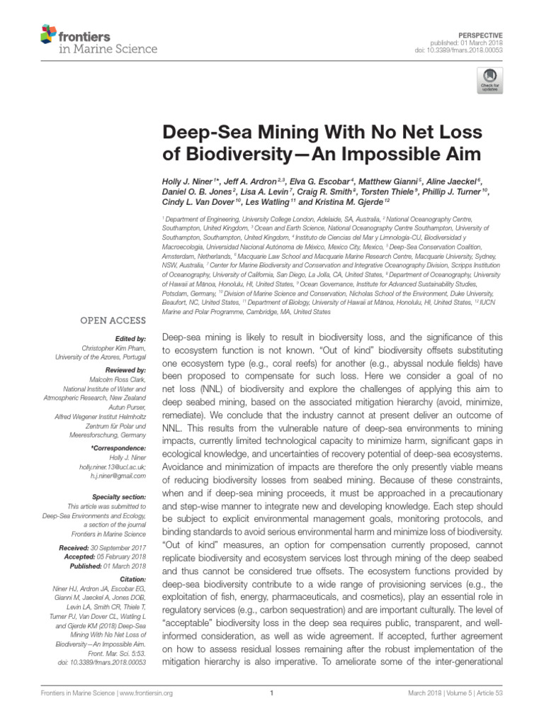Deep Sea Mining Biodiversity | PDF | Environmental Science | Natural ...