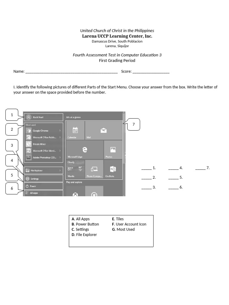 Computer Education Assessment Test | PDF