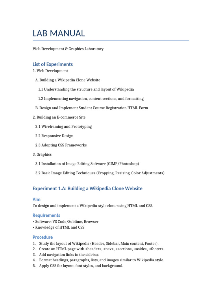 Web Development & Graphics Lab Manual | PDF | Bootstrap (Front End ...