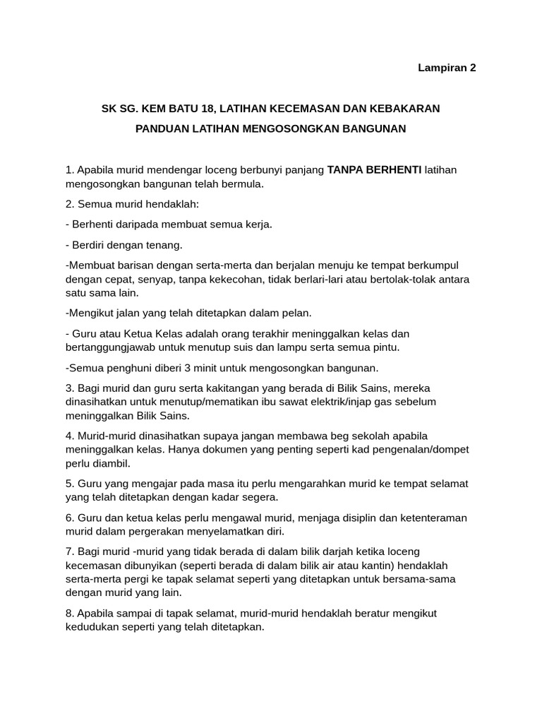 Panduan Latihan Evakuasi Sekolah | PDF