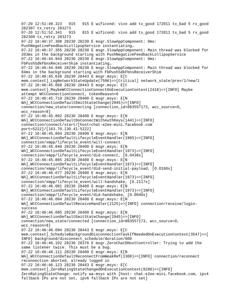 WiFi and Messaging Connection Logs | PDF | Domain Name System | Ip Address