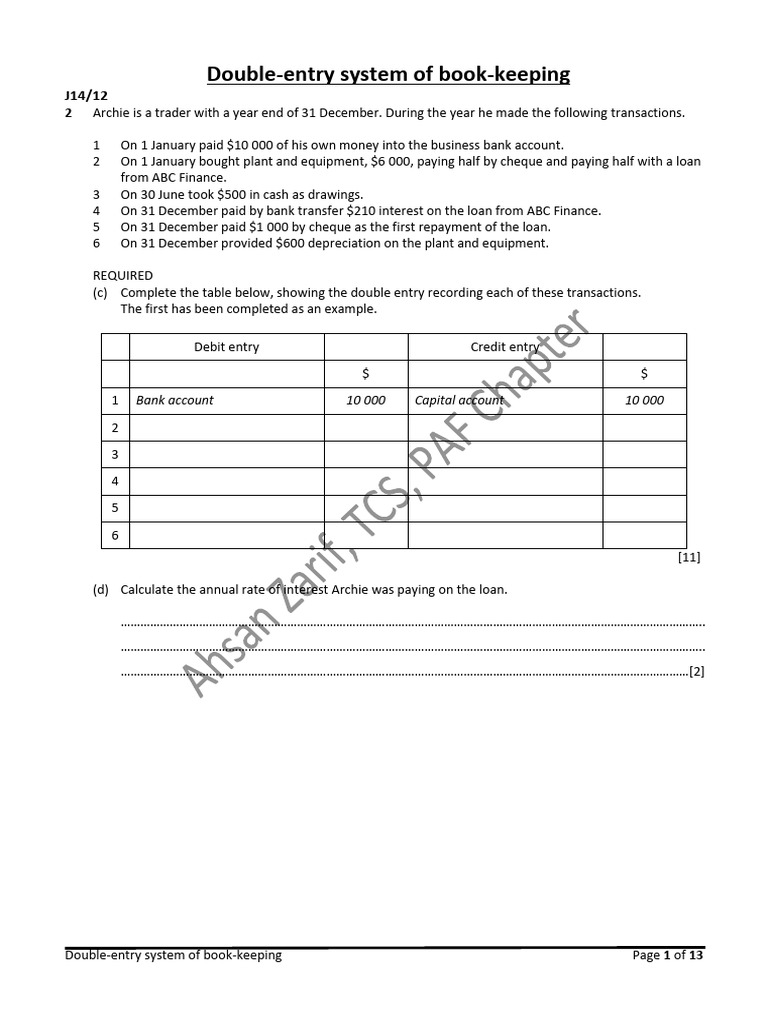 Double-Entry Bookkeeping Transactions Guide | PDF | Debits And Credits ...
