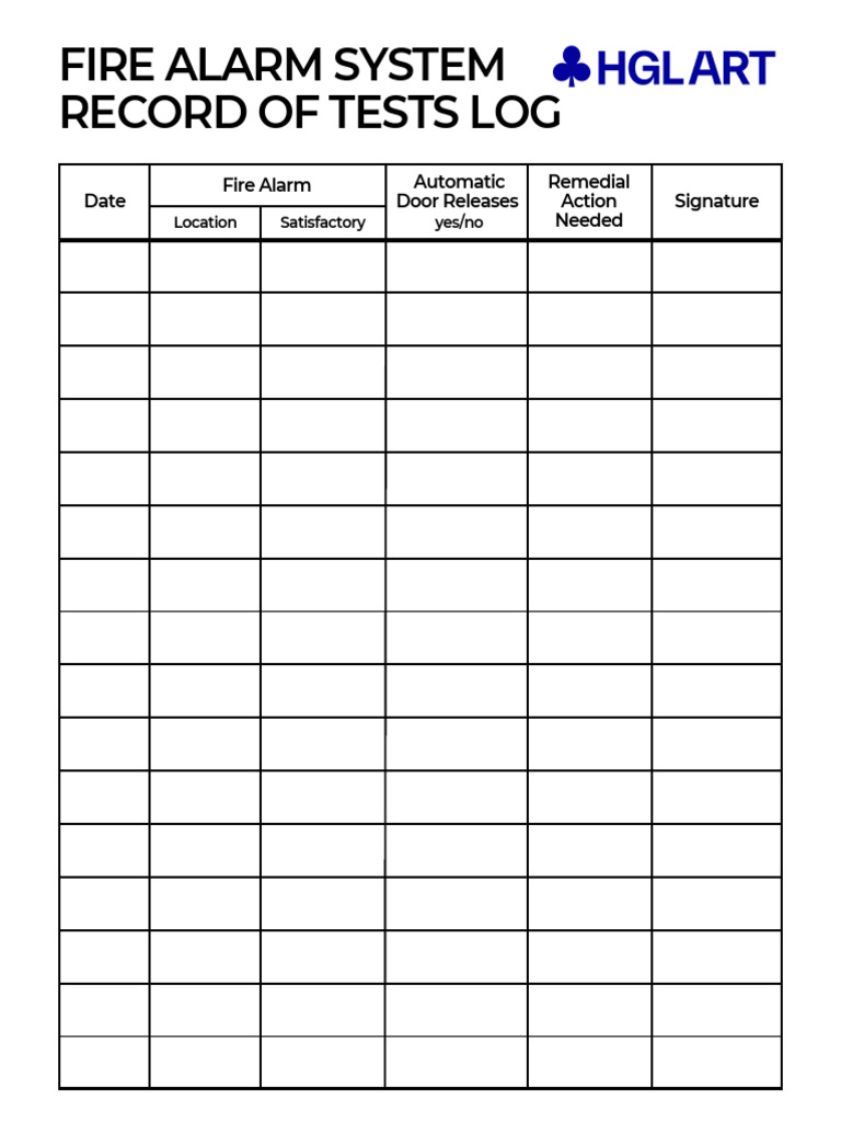 Fire Alarm System Record of Tests Log | PDF