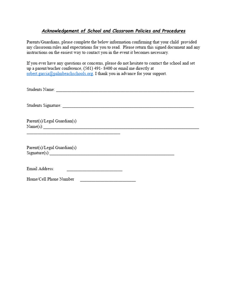 Syllabus Acknowledgement Form | PDF