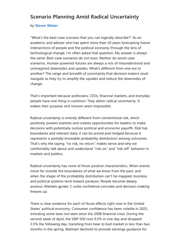 Navigating Radical Uncertainty in Planning | PDF | Scenario Planning ...
