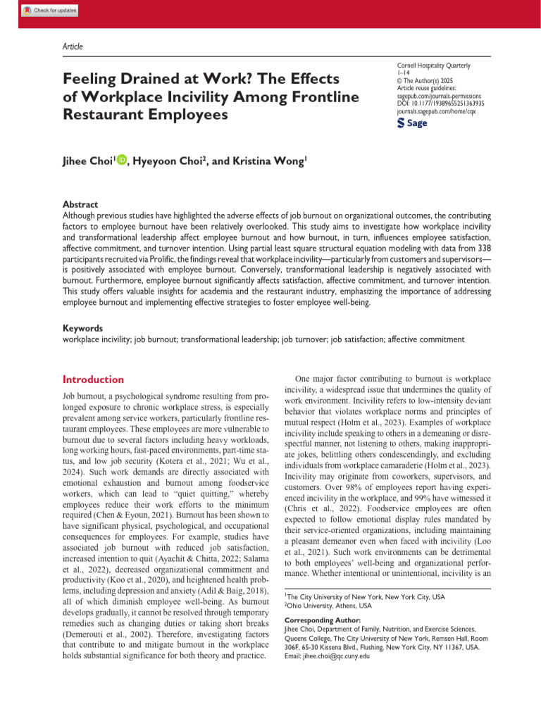 Workplace Incivility and Employee Burnout | PDF | Occupational Burnout ...