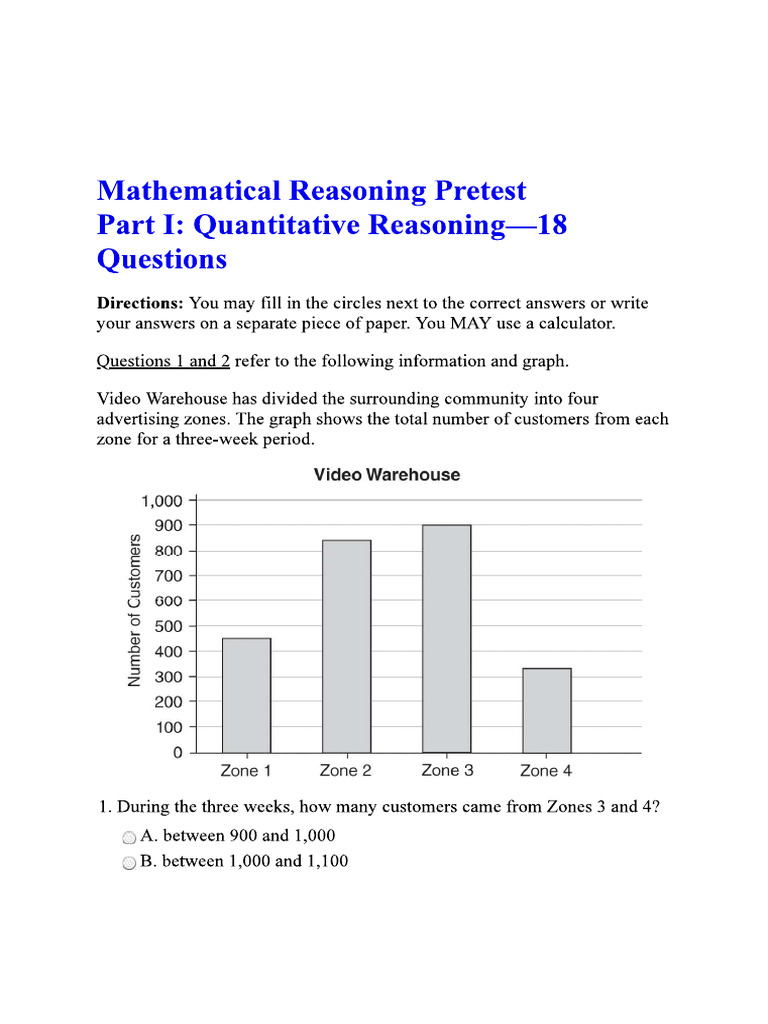 Kaplan Maths Pre Test | PDF