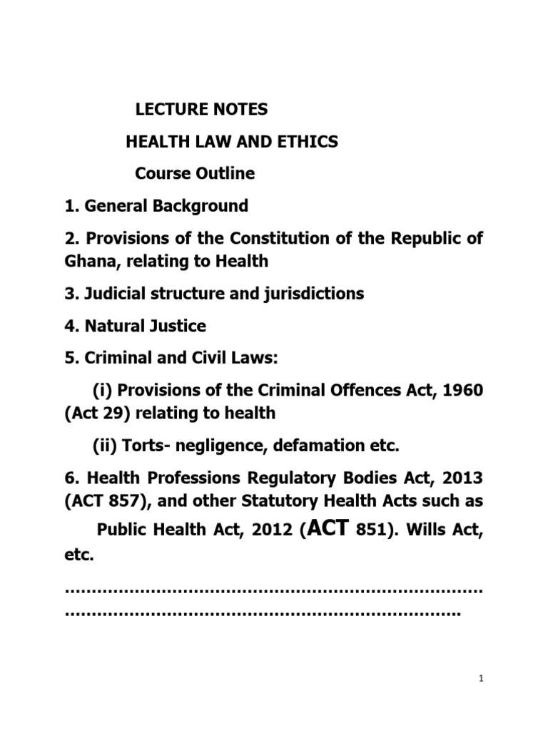 Health Law and Ethics Overview | PDF | Health Professional | Informed ...