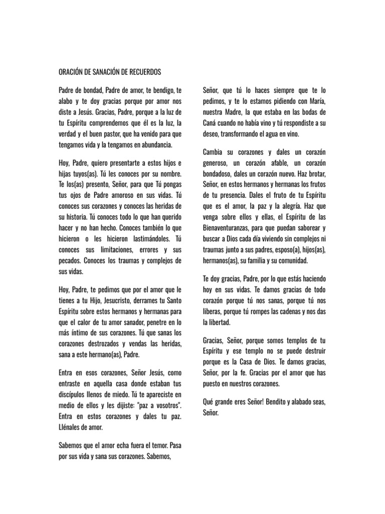 Oración de Sanación y Liberación | PDF | Amor