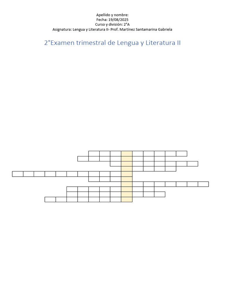 Examen Trimestral Lengua y Literatura II | PDF | Volcán | Lava