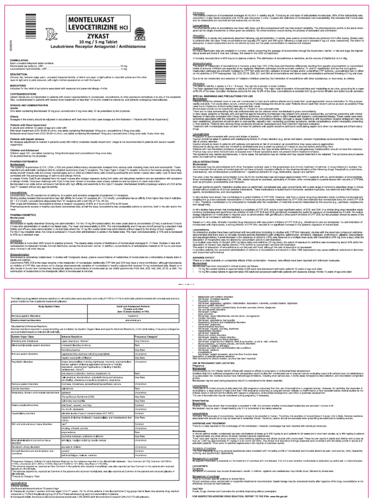 Zykast Package Insert-471981 | PDF