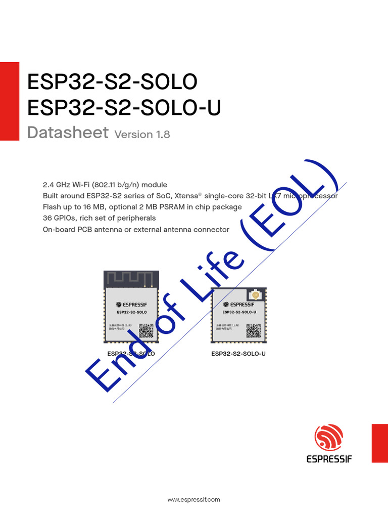 Esp32 s2 Solo - Esp32 s2 Solo U - Datasheet - en | PDF | Ieee 802.11 ...