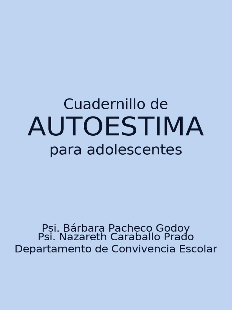 Cuadernillo de Autoestima para Adolescentes | PDF | Autoestima | Las ...