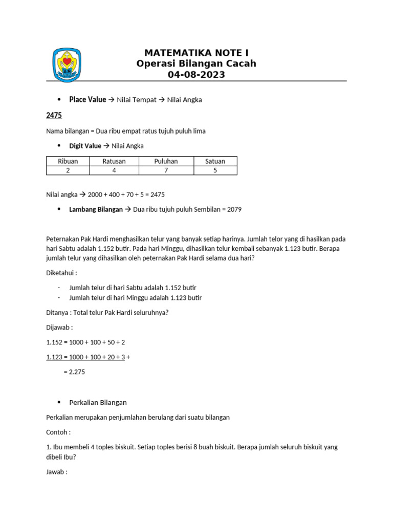 Matematika Note I | PDF