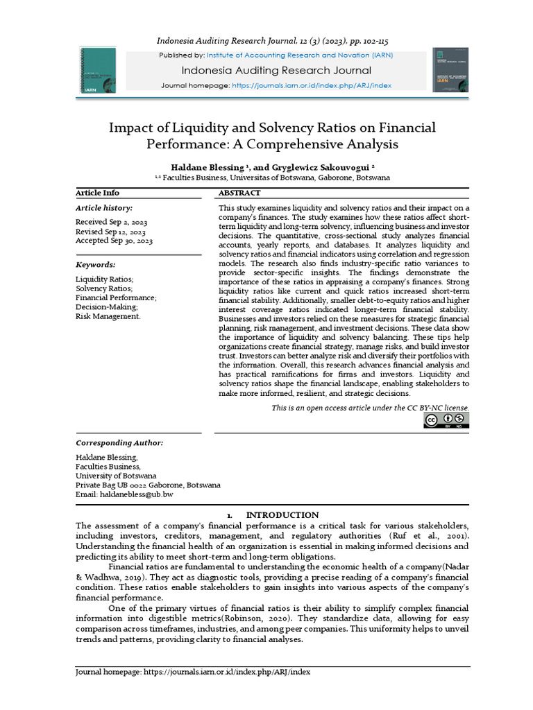 Liquidity & Solvency Ratios Impact Analysis | PDF | Debt | Capital ...