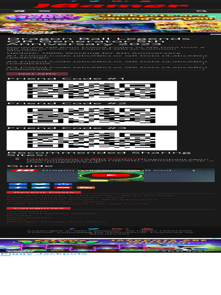 Dragon Ball Legends QR Generator 5th Anniversary 2023 - JGamer 3 | PDF