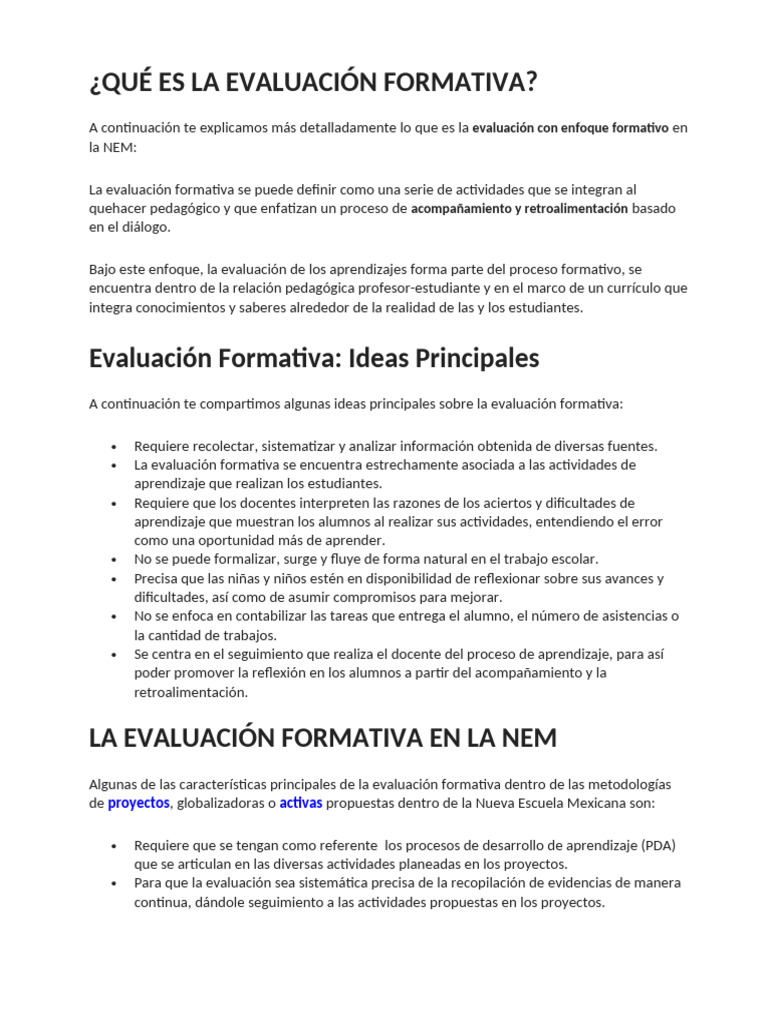 Evaluación Formativa en la Educación | PDF | Evaluación | Aprendizaje