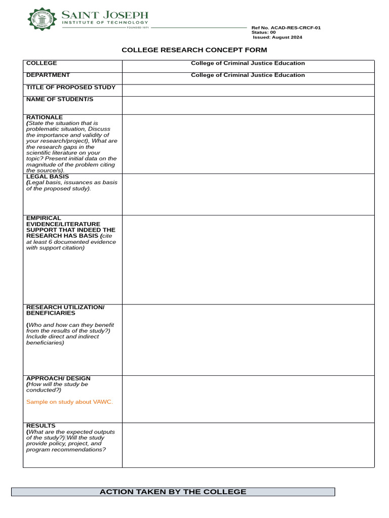 College Research Concept Form Guide | PDF