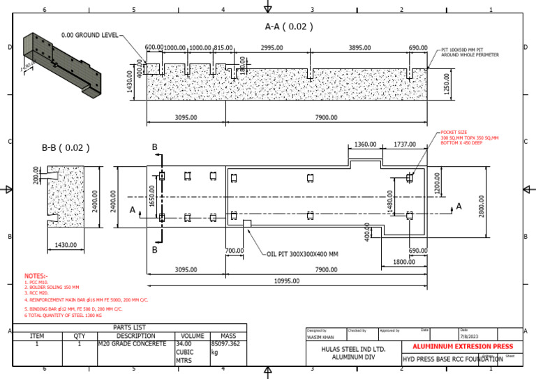 Hyd Press Base RCC Foundation | PDF | Building Materials
