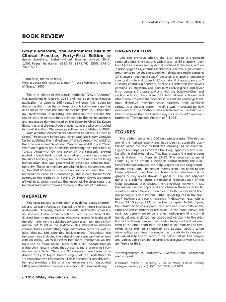 Gray's Anatomy 41st Edition Review | PDF | Anatomy | Radiography
