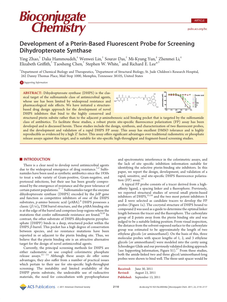 Lee Et Al 2011 Development of A Pterin Based Fluorescent Probe For ...