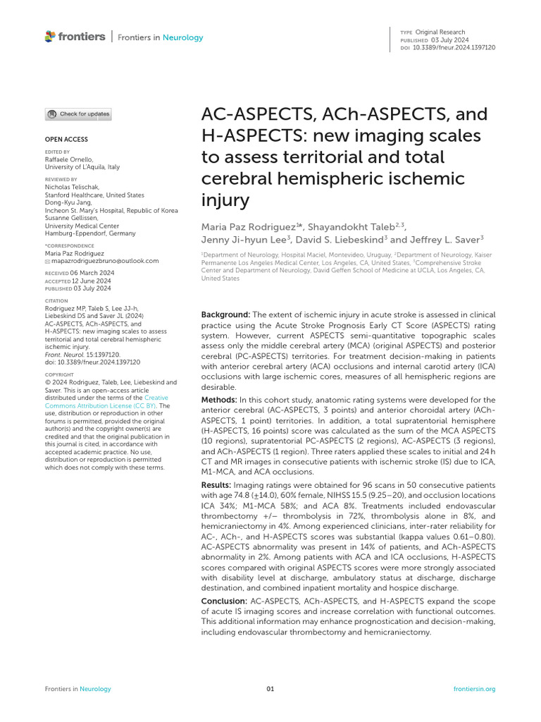 New ASPECTS for Stroke Imaging Evaluation | PDF | Stroke ...