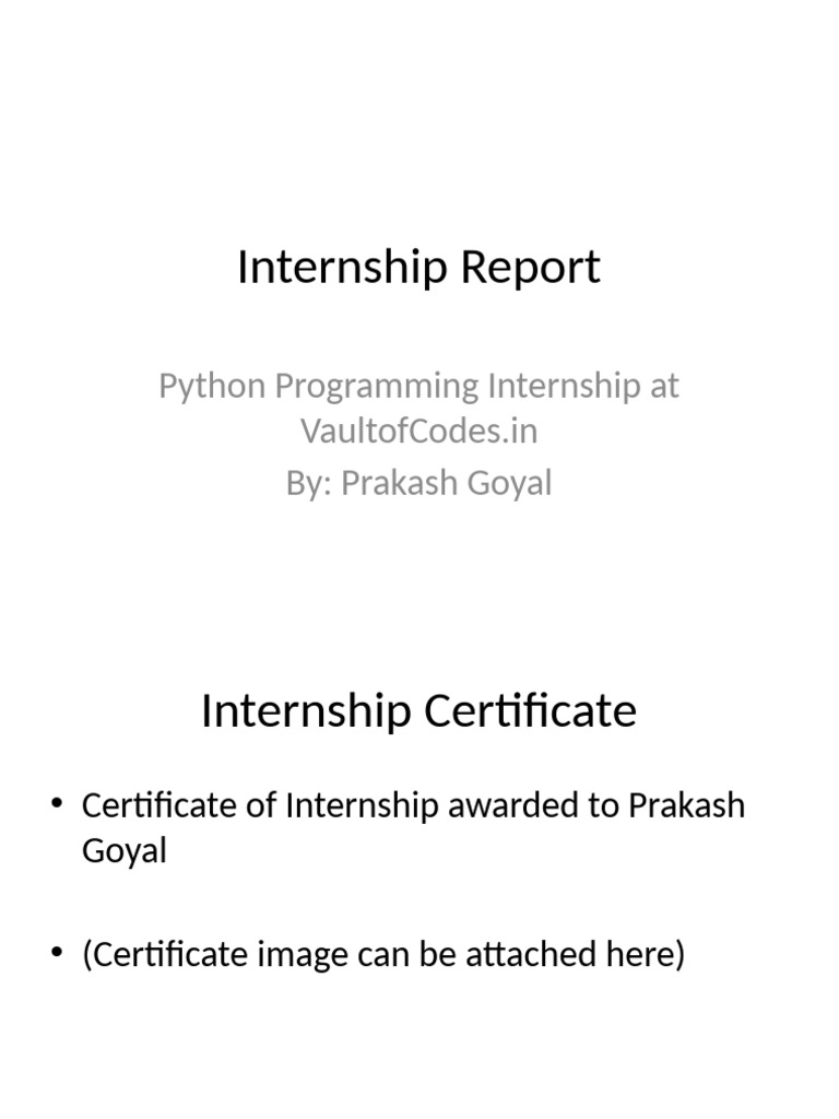 Internship Report PRAKASH GOYAL | PDF