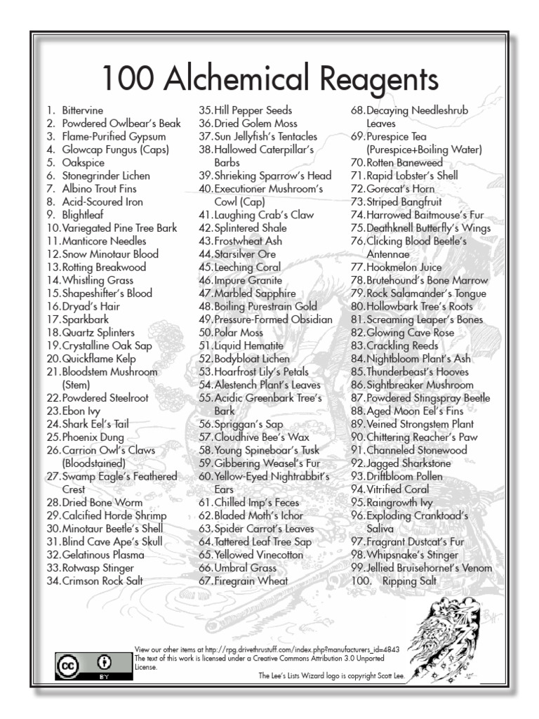 100 Alchemical Reagents | PDF