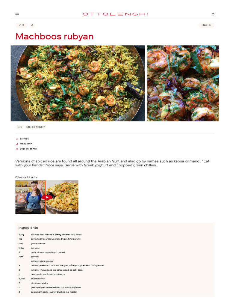 Machboos rubyan _ Ottolenghi Recipes | PDF | Teaspoon | Tablespoon