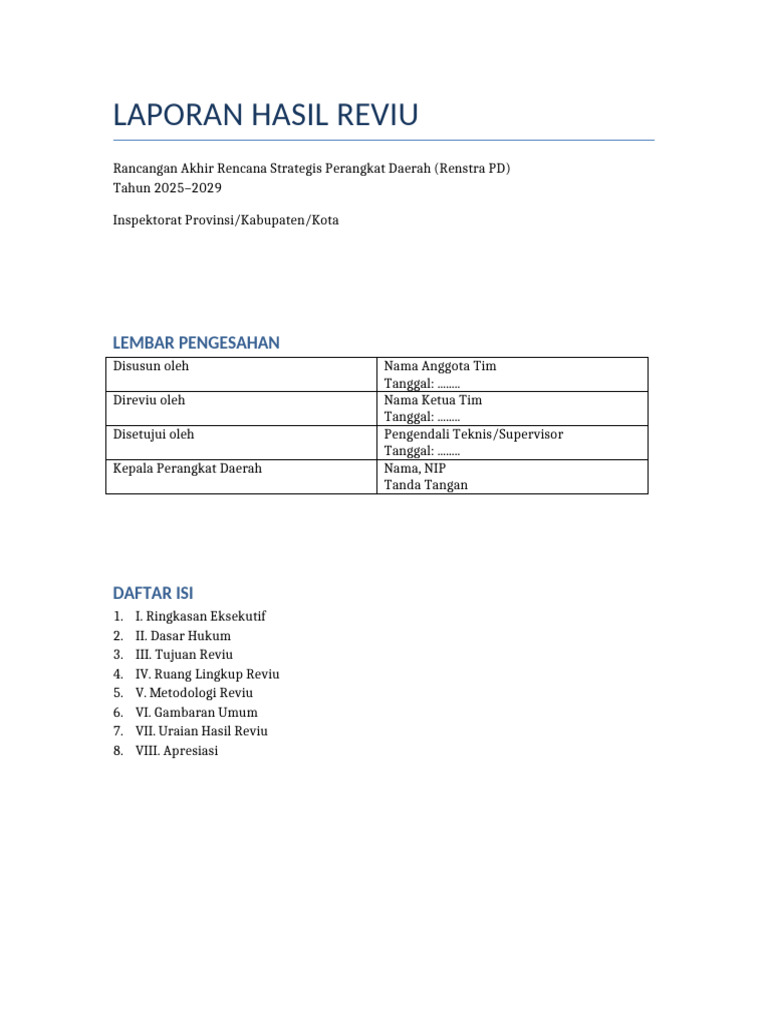 Laporan Hasil Reviu Renstra 2025-2029 | PDF