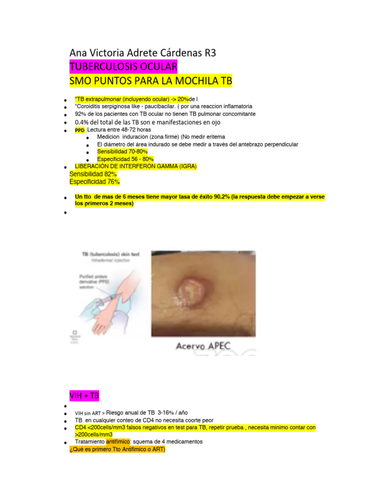 Resumen TB Ana Victoria | PDF | Tuberculosis | Especialidades Medicas