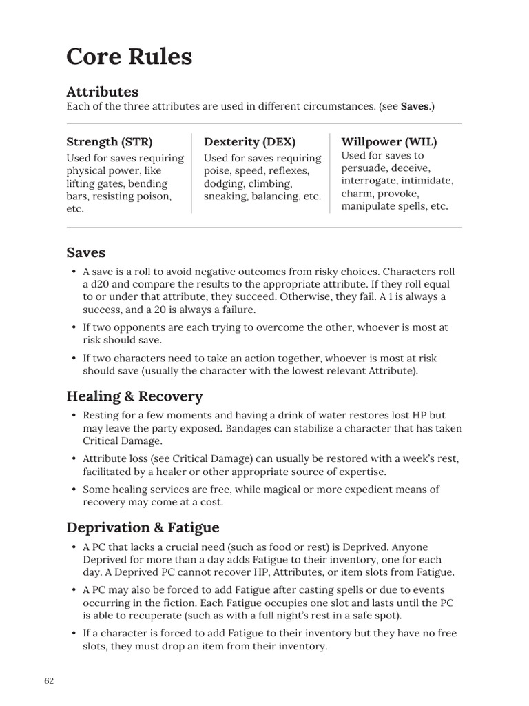 Core Rules for RPG Saves and Combat | PDF | Role Playing Games ...