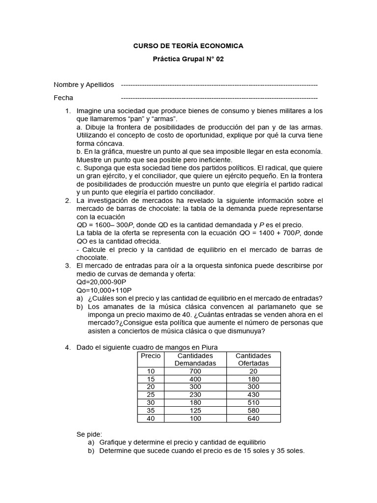 Practica Grupal #2 | PDF | Oferta (economía) | Mercado (economía)