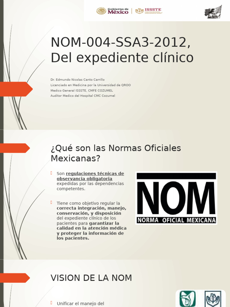 Nom 004 Ssa3 2012 | PDF | Historial médico | Consentimiento informado