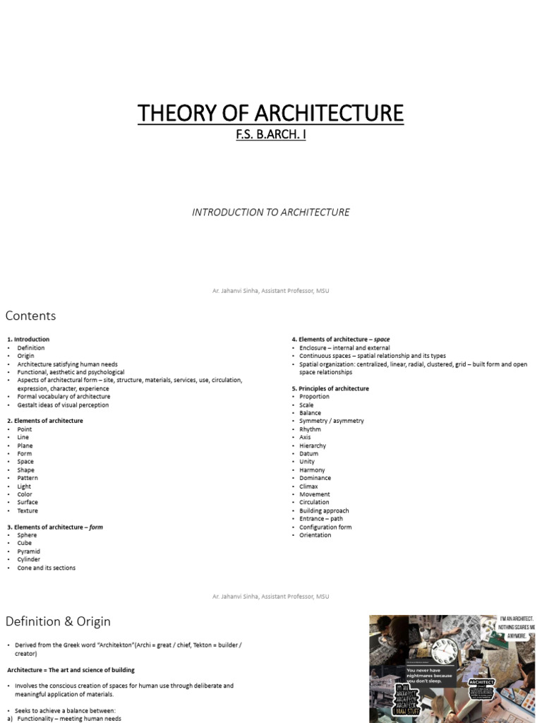 Theory of Architecture - Intro | PDF | Space