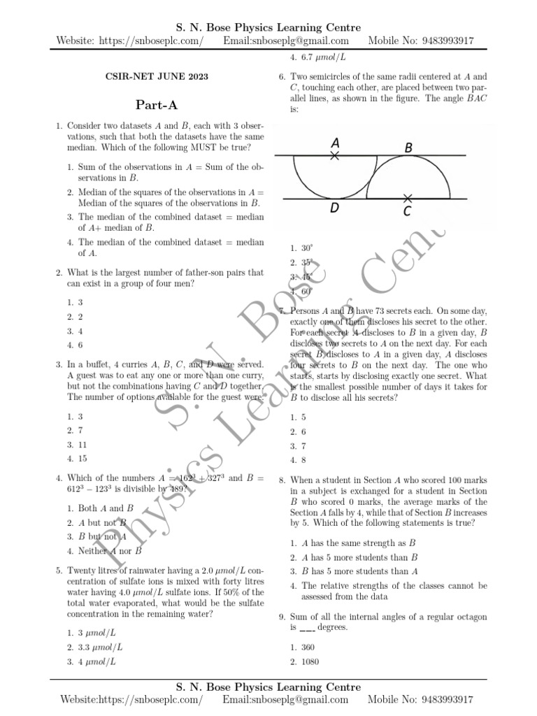 CSIR-NET June 2023 Physics Questions | PDF | Electron | Electronvolt