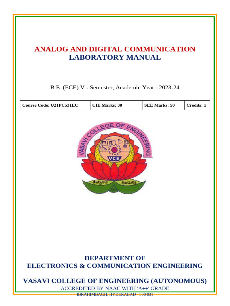 Analog and Digital Communication Lab Guide | PDF | Frequency Modulation ...
