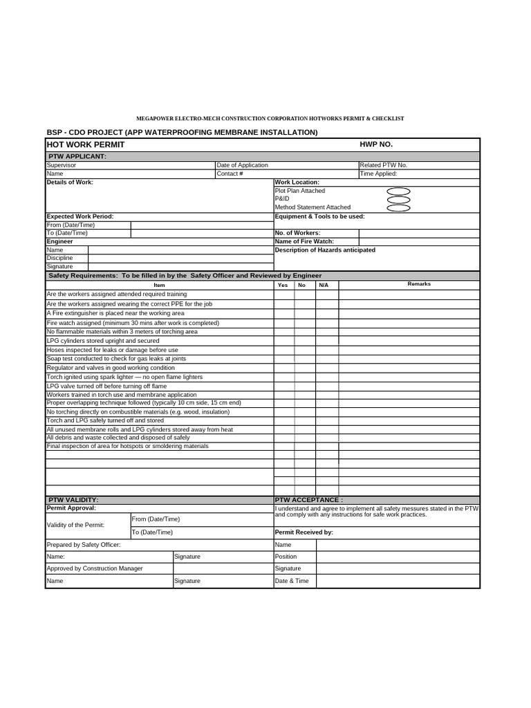 BSP CDO WaterproofChecklist | PDF | Safety | Occupational Safety And Health