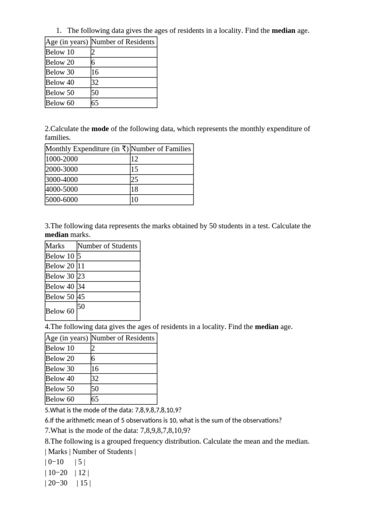 Statistical Analysis of Resident Data | PDF