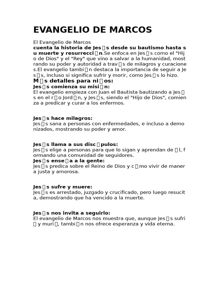 Evangelio de Marcos | PDF