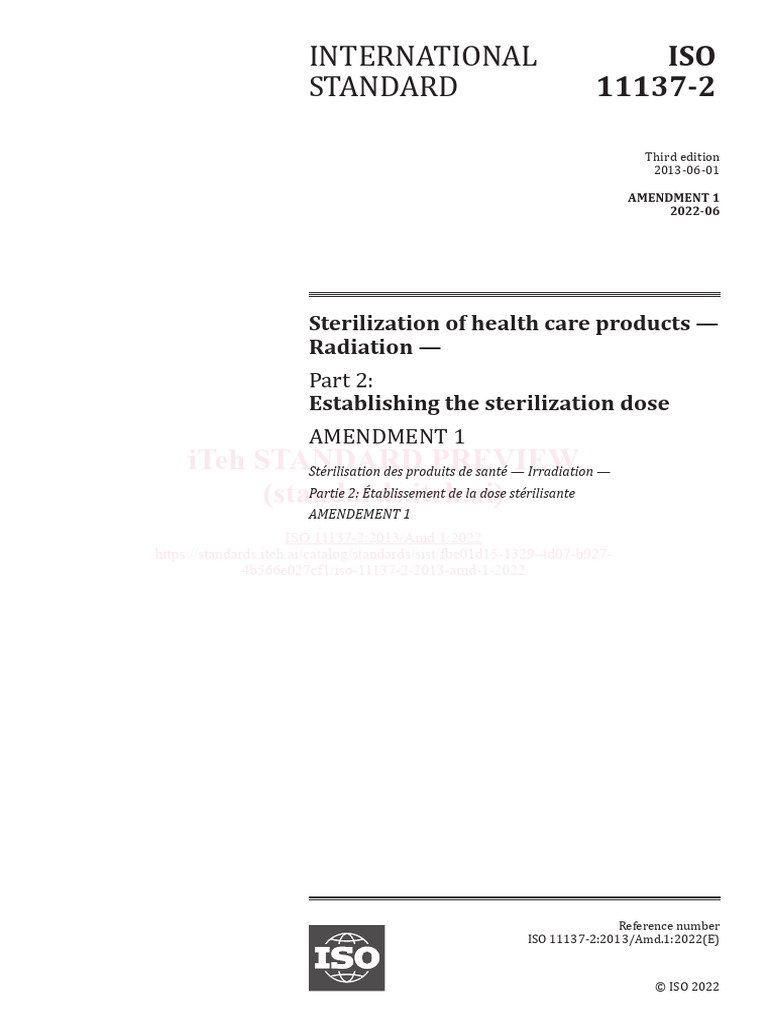 ISO 11137-2:2013 Sterilization Dose Guide | PDF | International ...