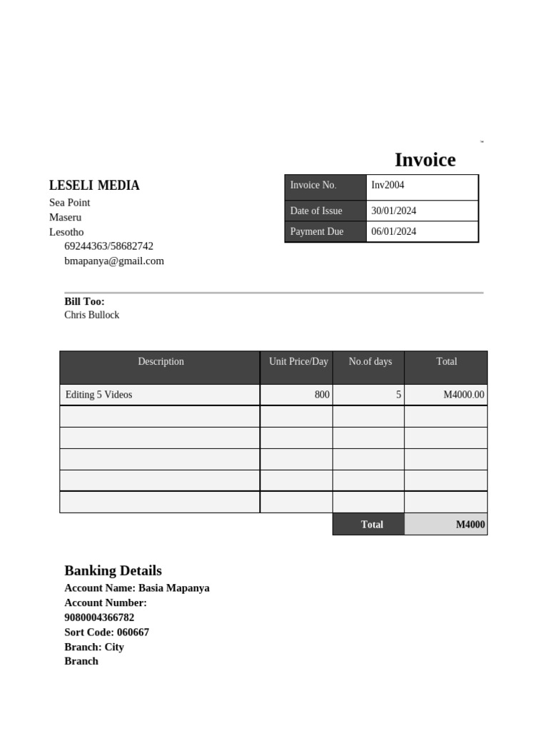 Invoice 2004 Details and Payment Terms | PDF
