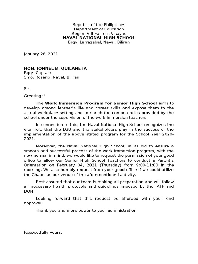 Naval National High School Program Requests | PDF