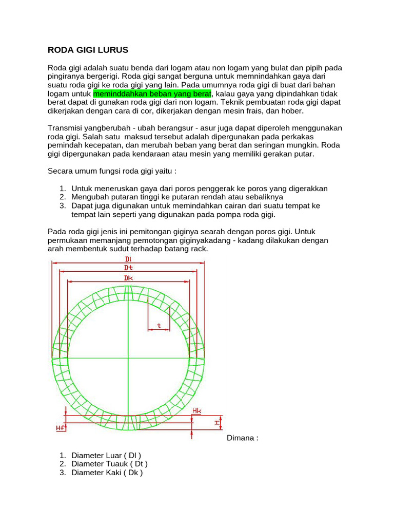 Roda Gigi Lurus: Fungsi dan Pembuatan | PDF