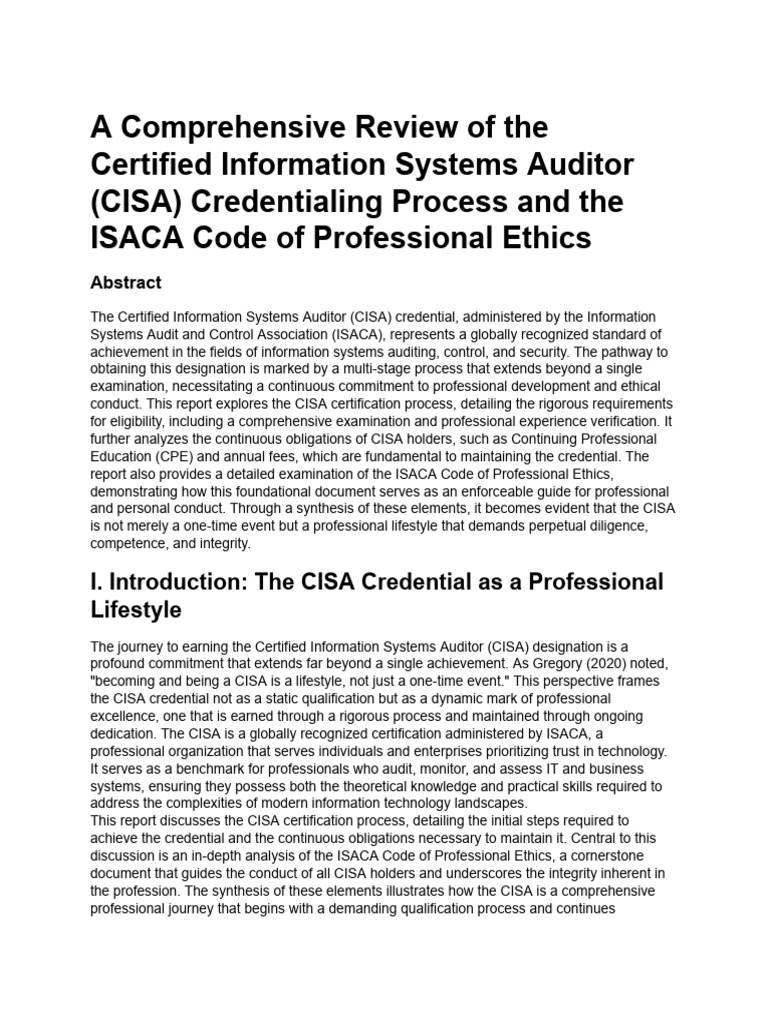 CISA Certification: Process and Ethics Guide | PDF | Audit | Academic ...