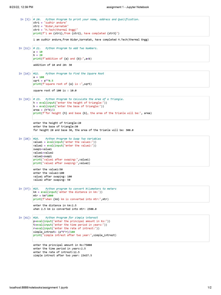 Python Basics: Jupyter Notebook Exercises | PDF | Software Development ...
